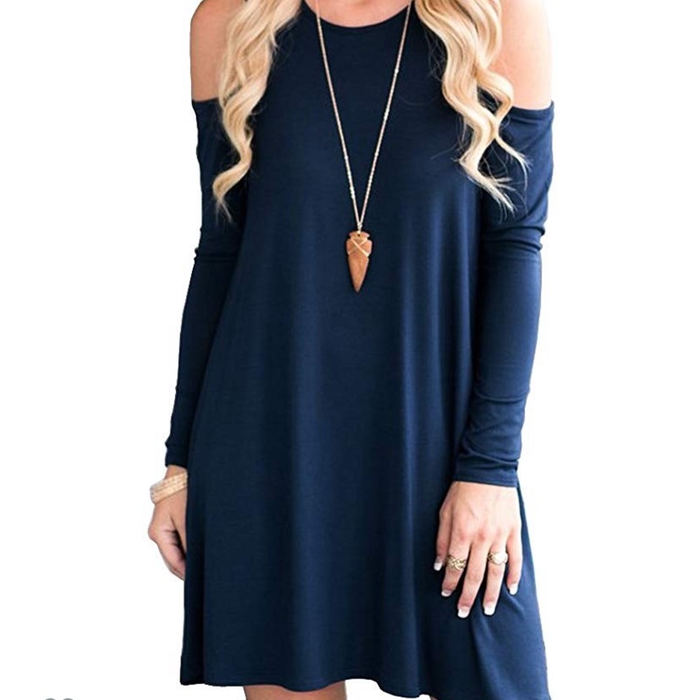 Woman’s Cold Shoulder Navy Tunic Dress
